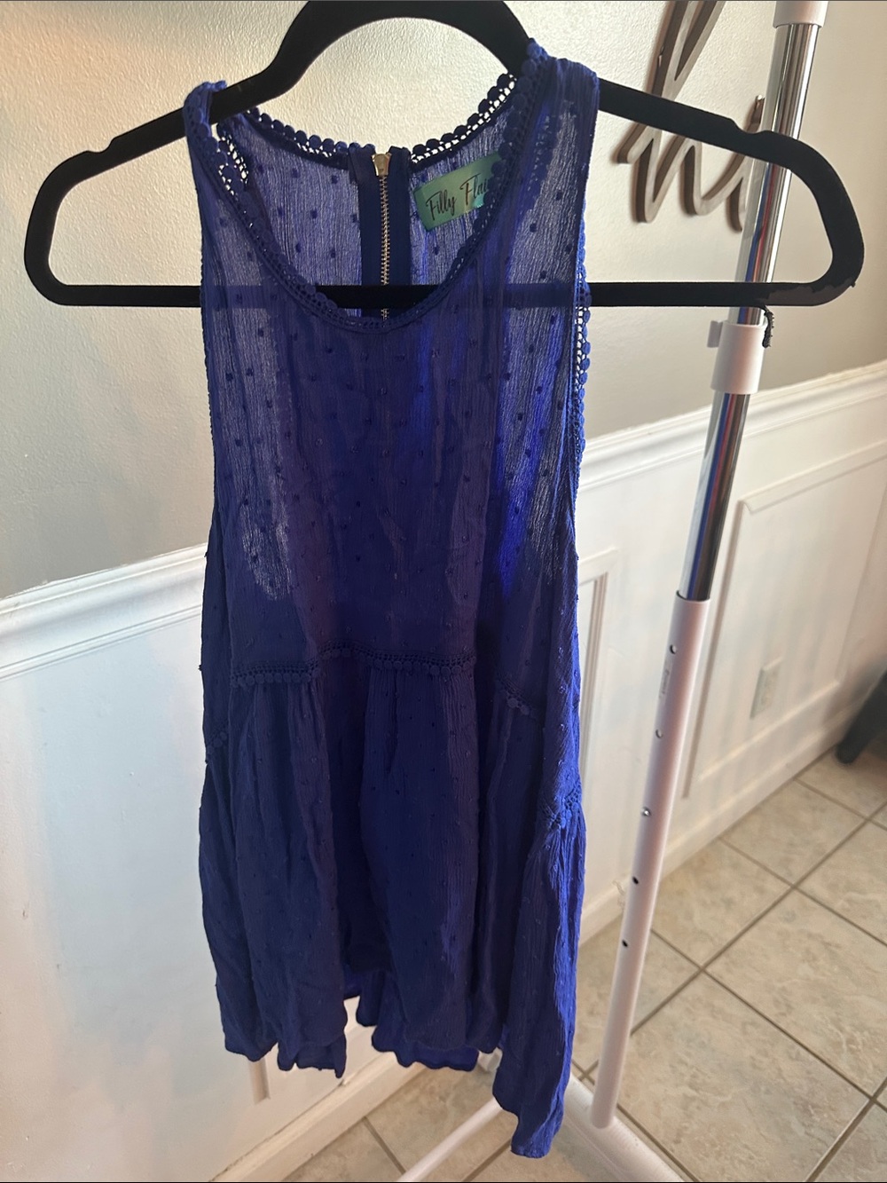Filly Flair Sheer Dot Racerback Camisole in Royal Blue
